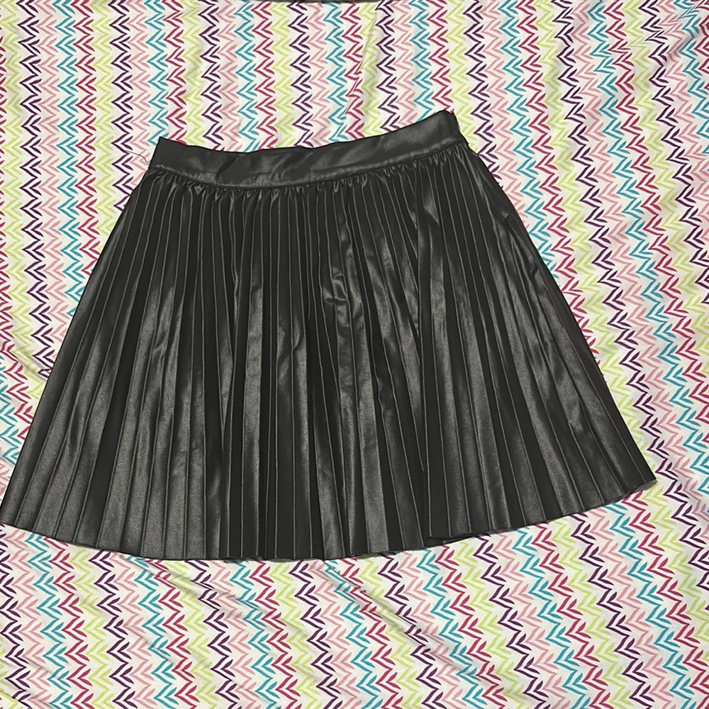 Black Mini Skater Skirt with Pleats
